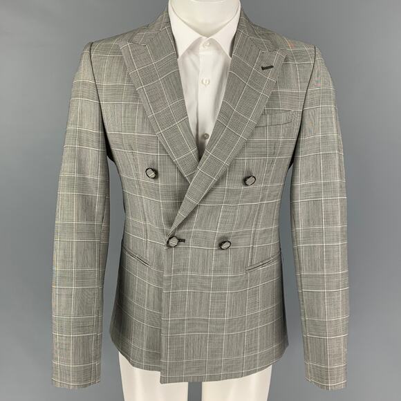 Emporio Armani Other - EMPORIO ARMANI Size 38 Black White Glenplaid Wool Mohair Sport Coat